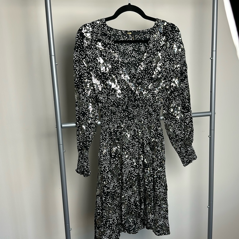 Maje Black and Silver Sequin Dress!